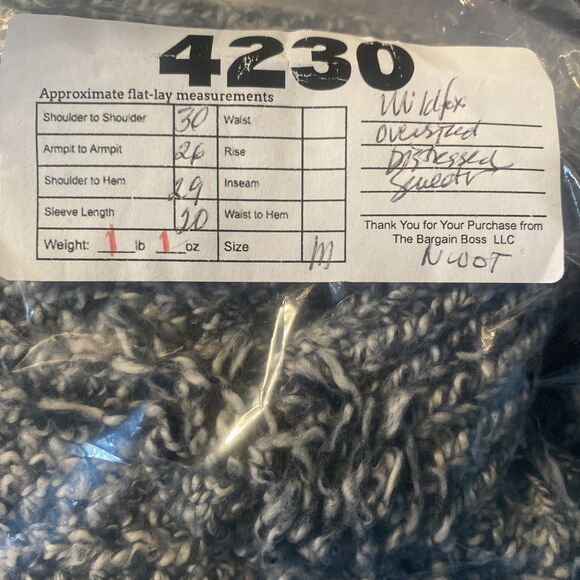 Wildfox Sweater Women M Black White Oversized Distressed V-neck - Picture 11 of 11